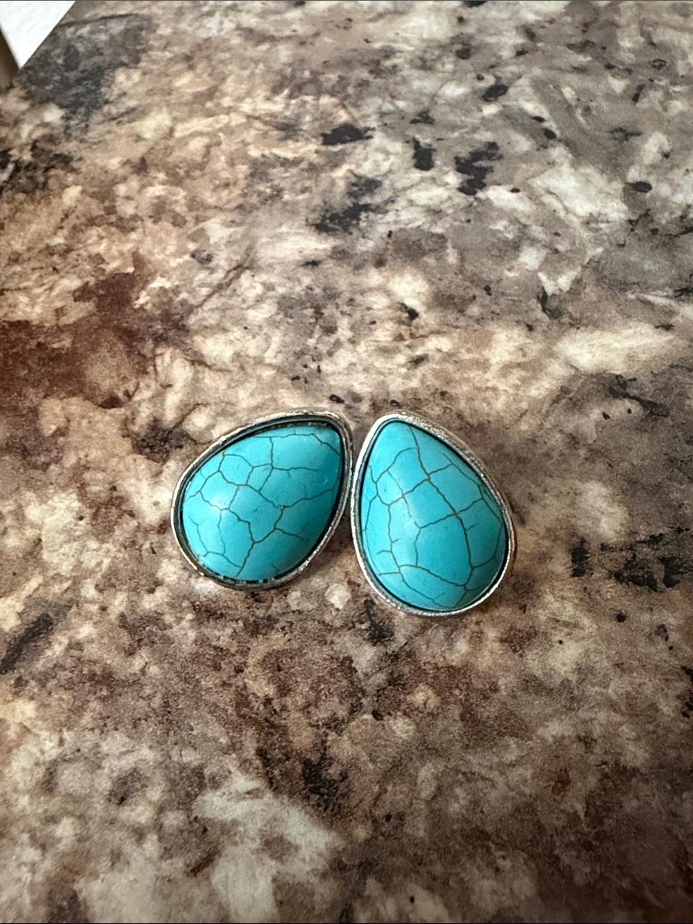 Turquoise Teardrop Stone Stud Earrings